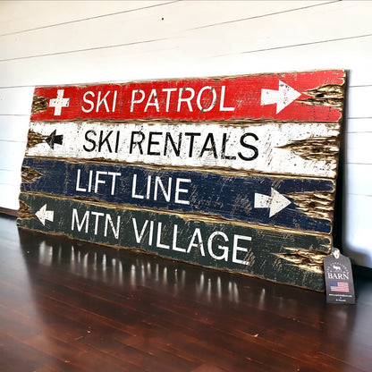 Rustic ski trail signs
