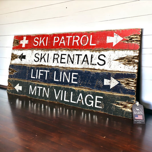 Rustic ski trail signs