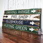 Driving range golfing signs