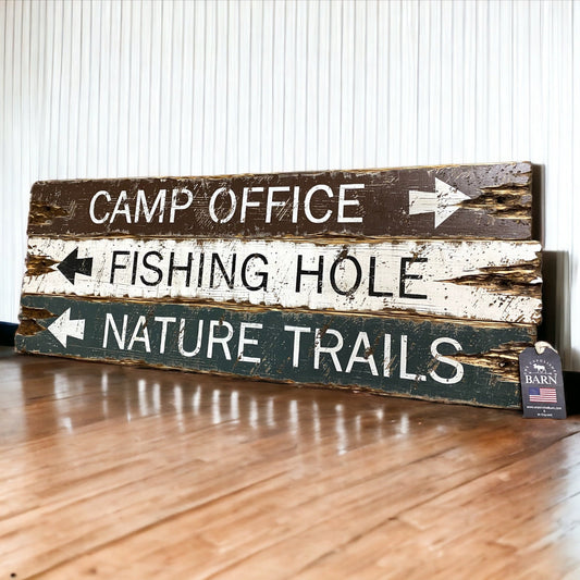 Camping and fishing sign set for cabin