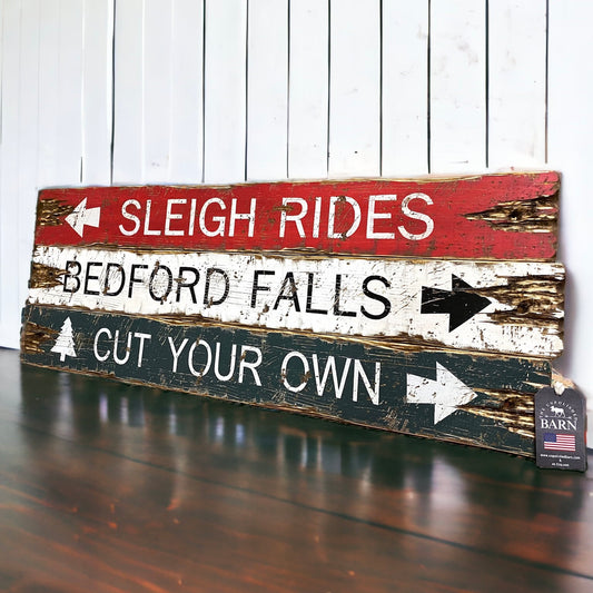 Christmas Sleigh Rides Sign Set, Bedford Falls