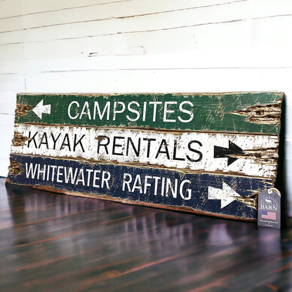 Whitewater rafting sign