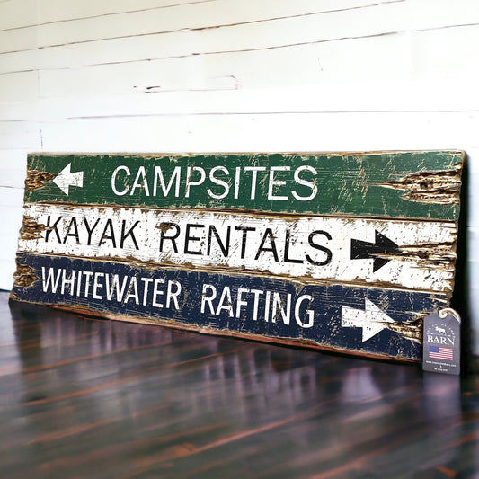 Whitewater rafting sign