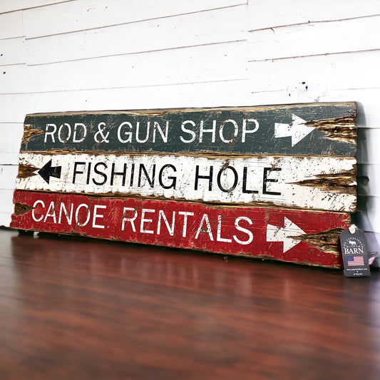 Rustic fishing signs
