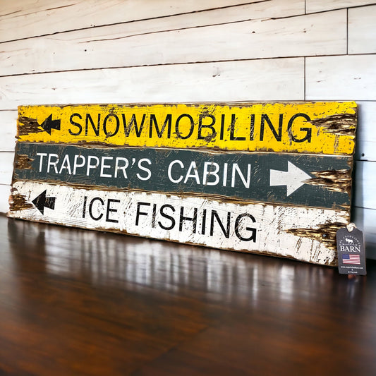 Ice fishing and trapping sign set