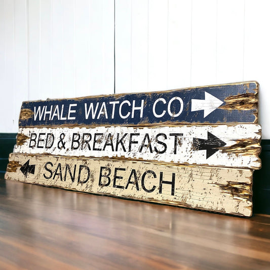 whale watch beach sign set