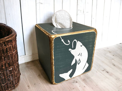 bass fishing wood box Fishing Camp Tissue Box Cover – Unpolished Barn