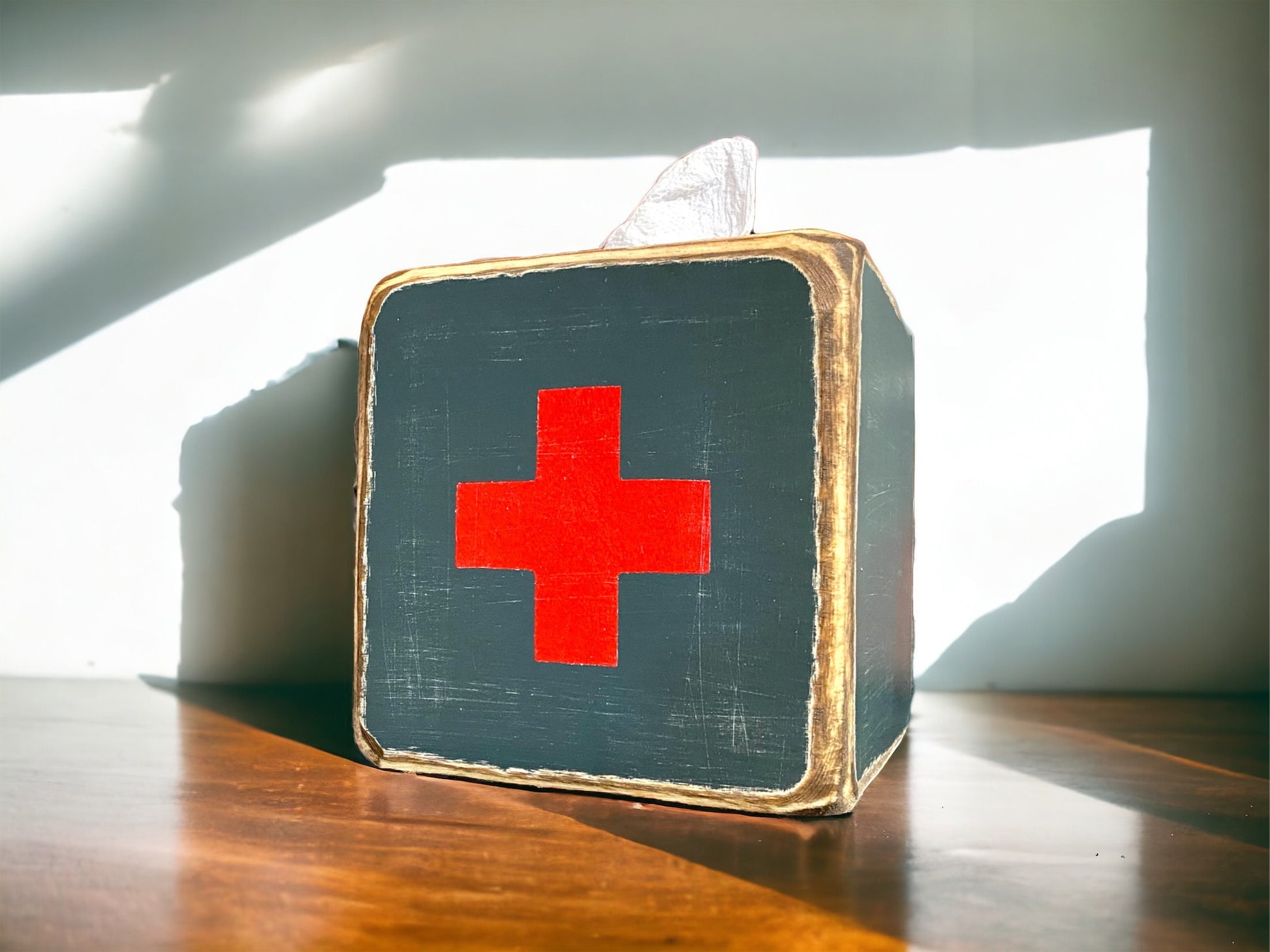 Army Swiss cross rustic tissue box cover