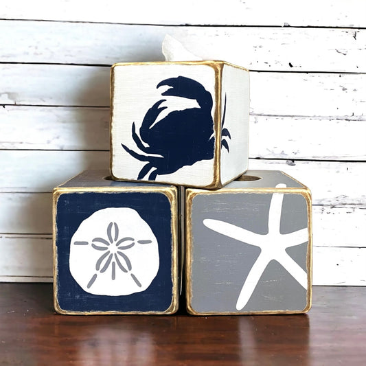 Coastal beach house tissue box