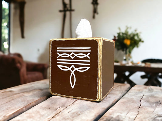 Cowboy boot stitch tissue box