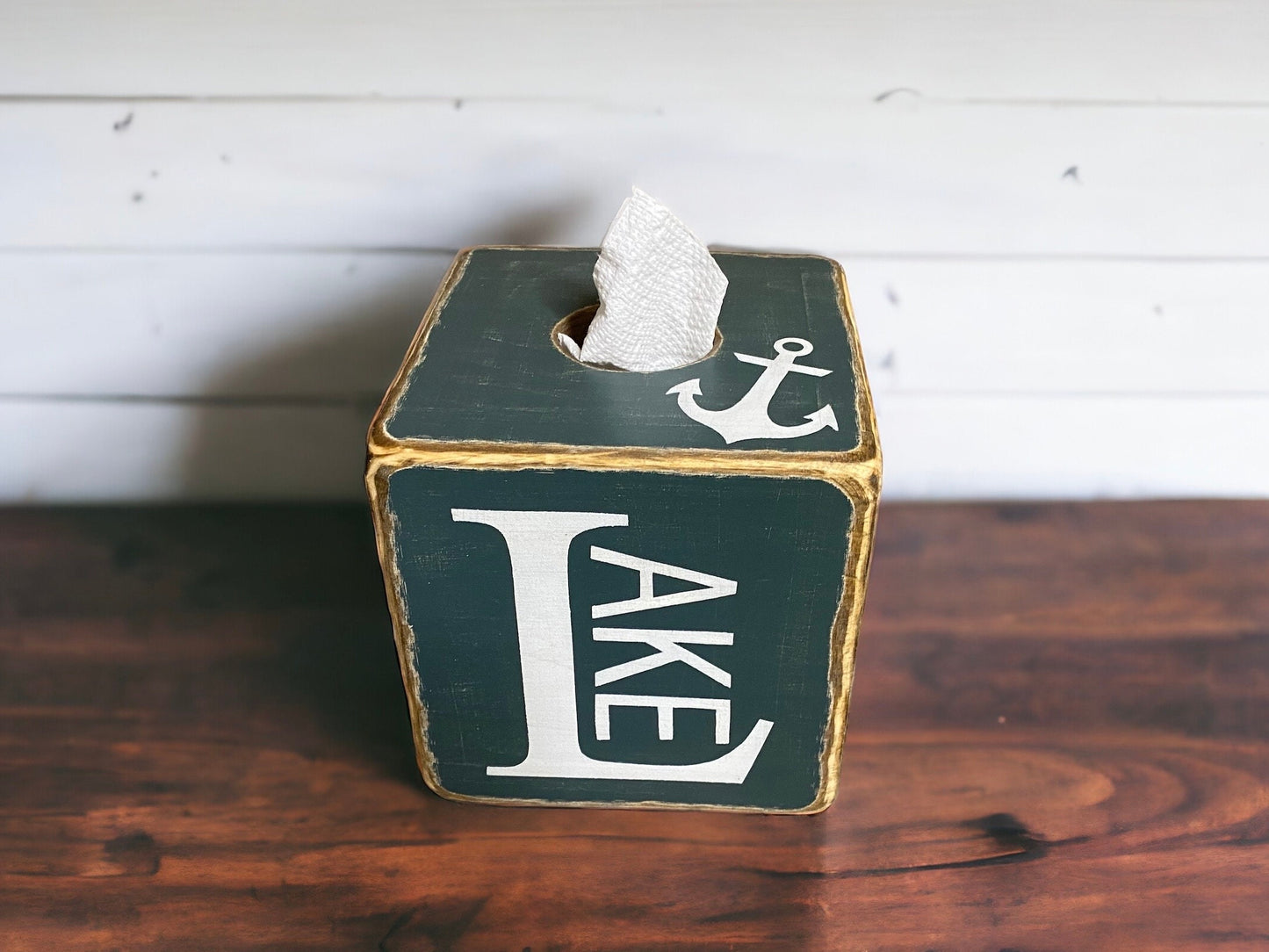 Lake House Anchor Tissue Box Cover