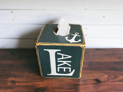 Lake House Anchor Tissue Box Cover