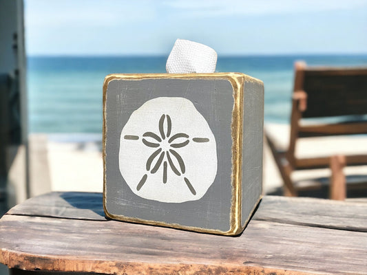 Sand dollar beach tissue box