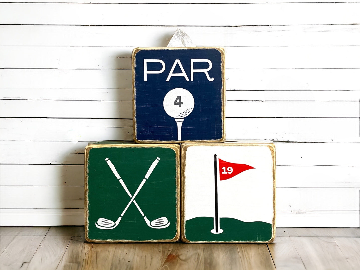 Golf Clubs Wood Tissue Box Cover