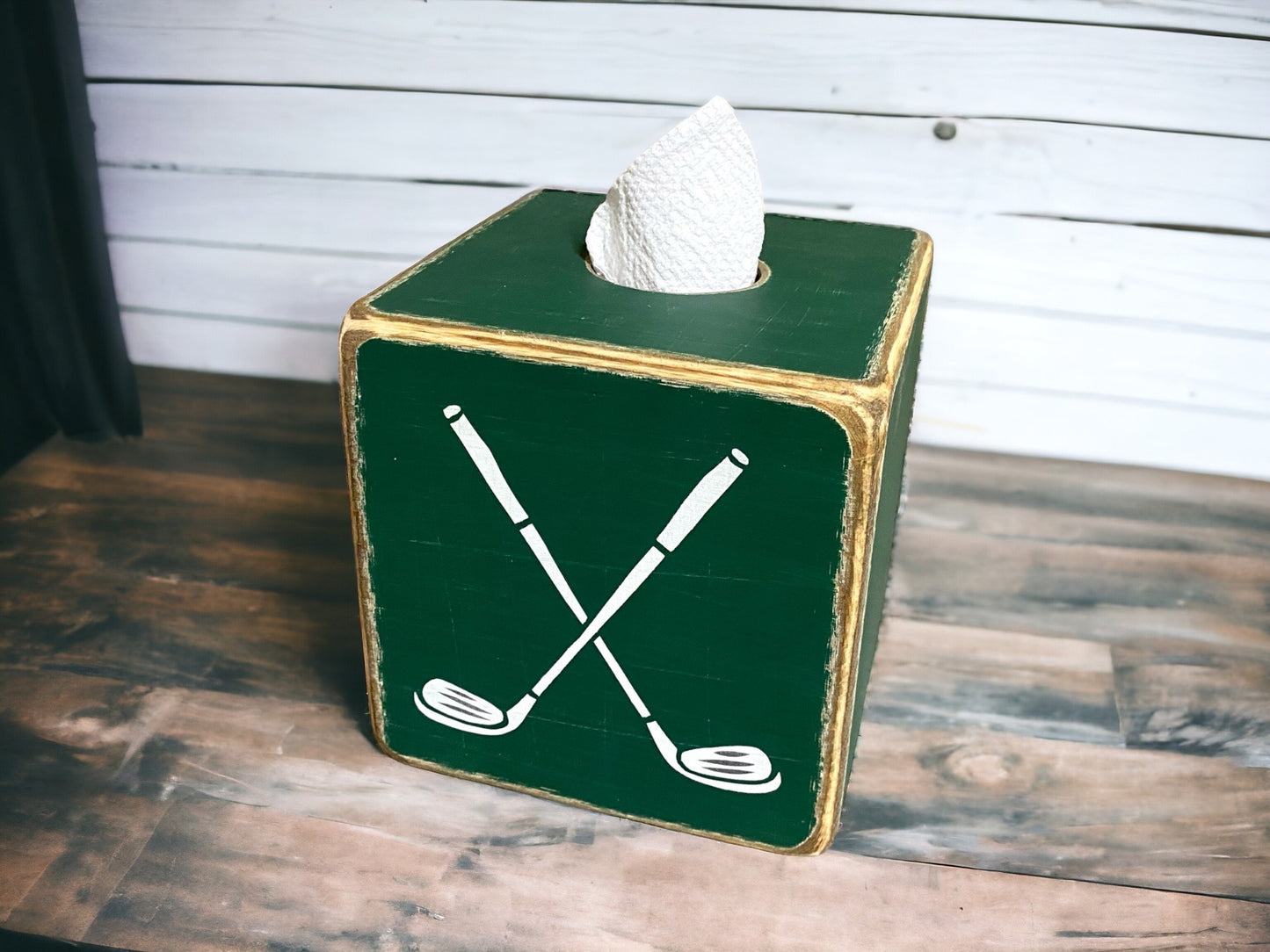 Golf Clubs Wood Tissue Box Cover