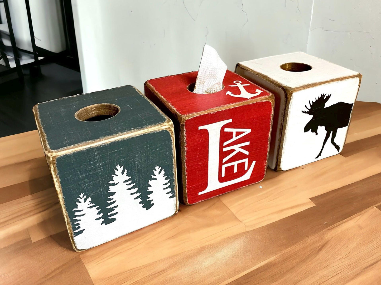 Pine Tree Forest Rustic Cabin Tissue Box Cover