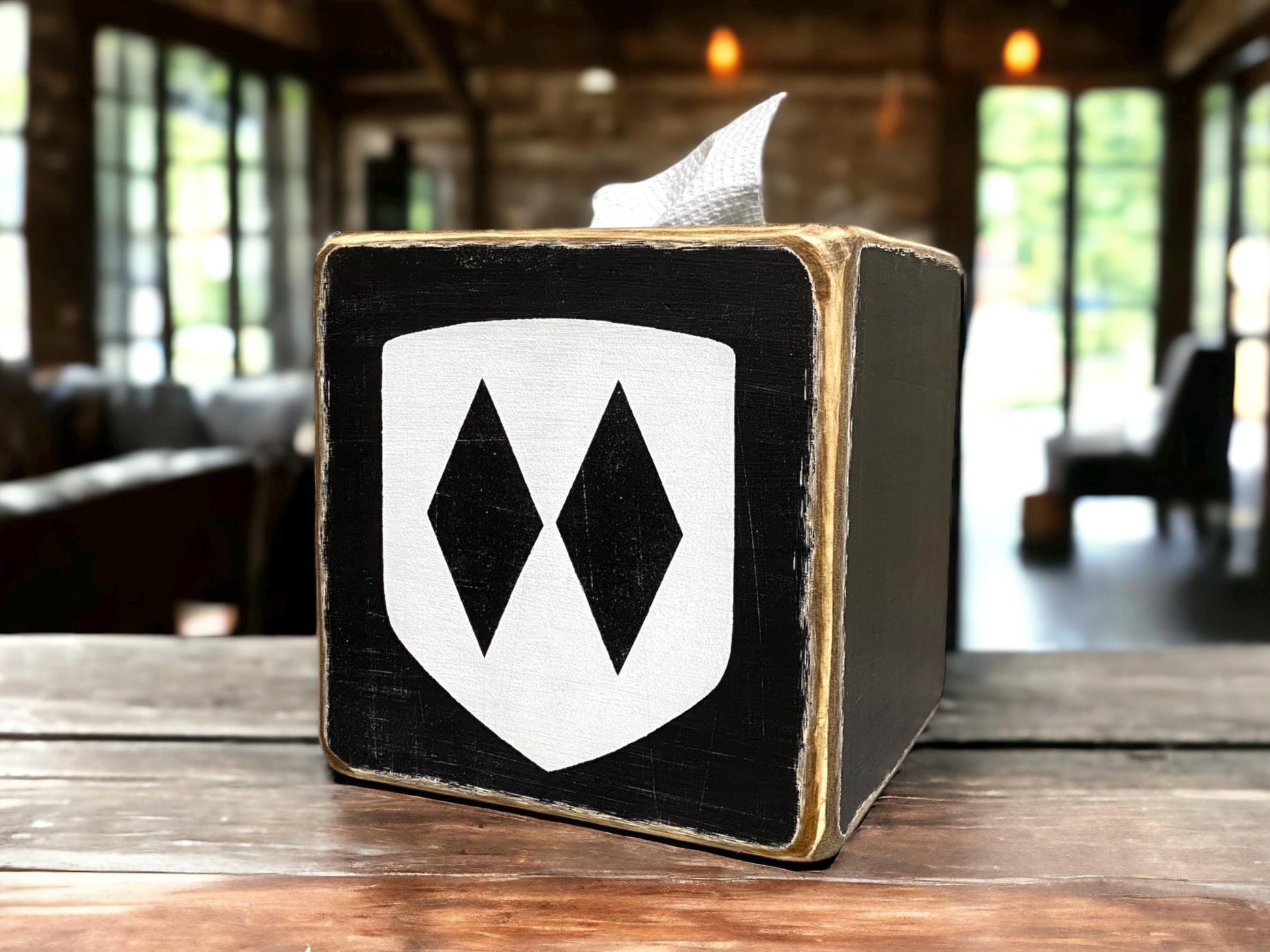 Double diamond ski tissue box