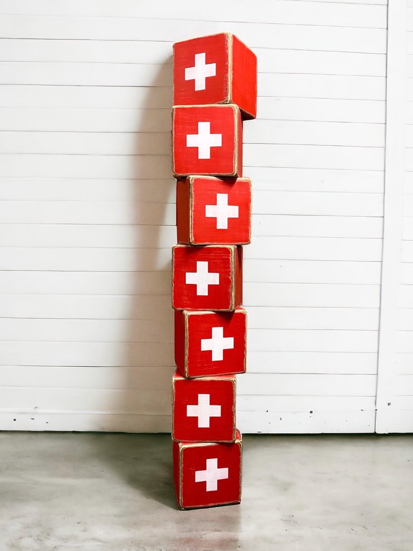 First Aid Rustic Wood Tissue Box Cover, Lifeguard & Ski Cabin
