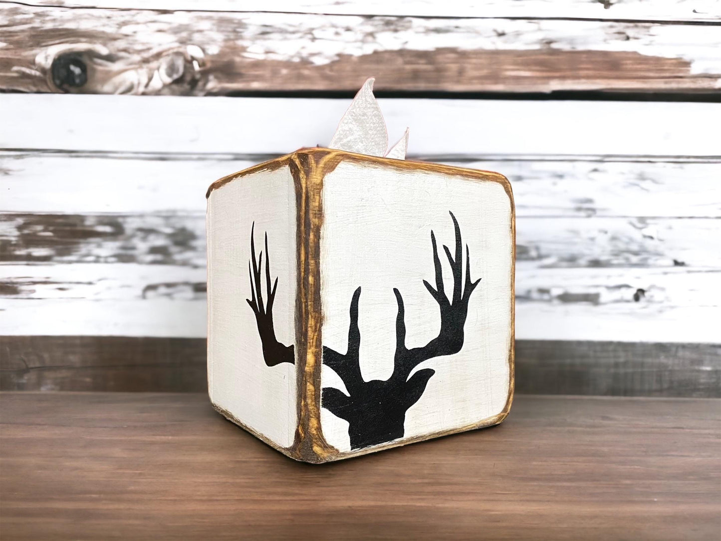Rustic Log Cabin Tissue Box Cover, Canadian Goose,Deer Hunting