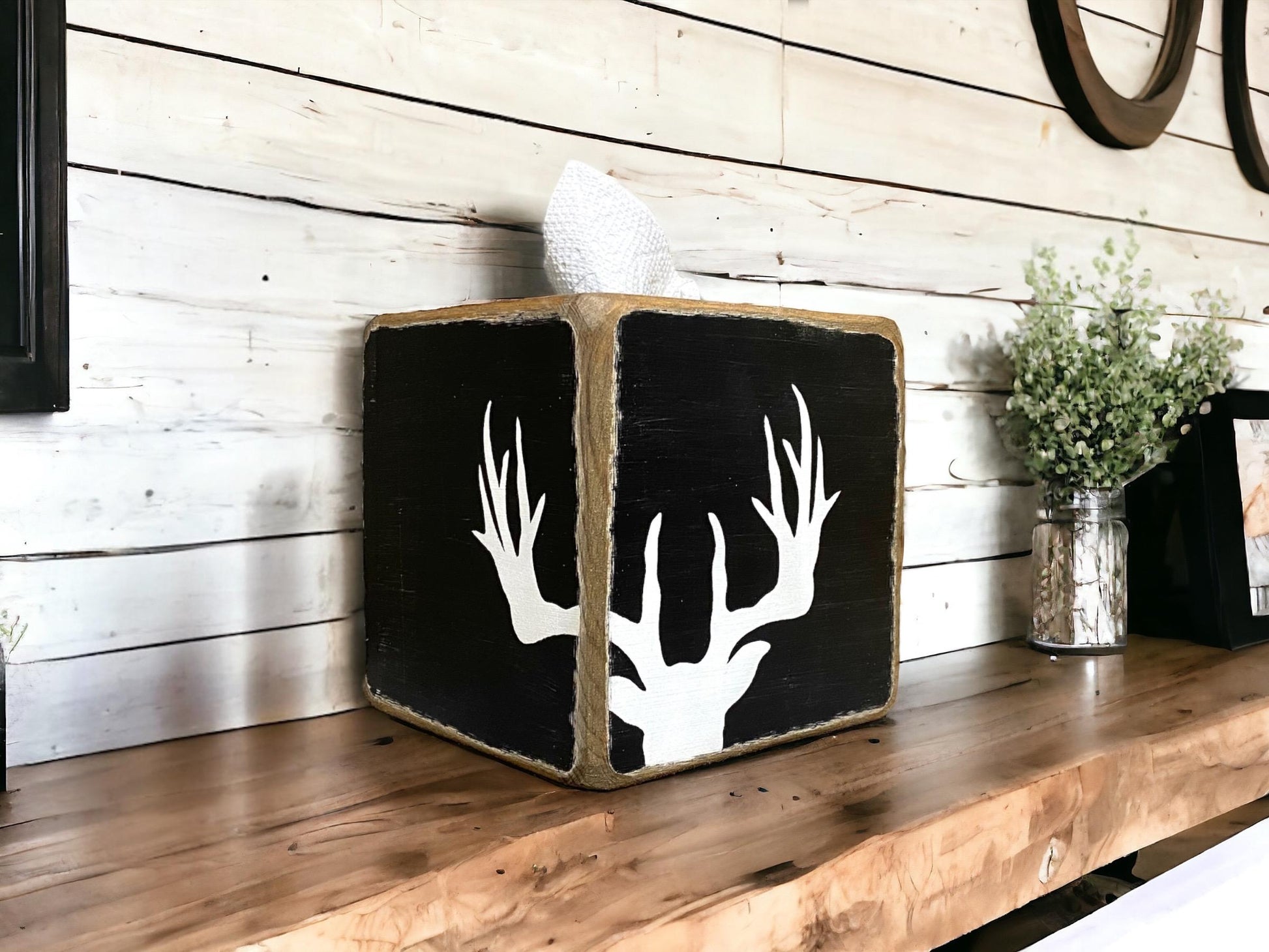 Deer antler tissue box