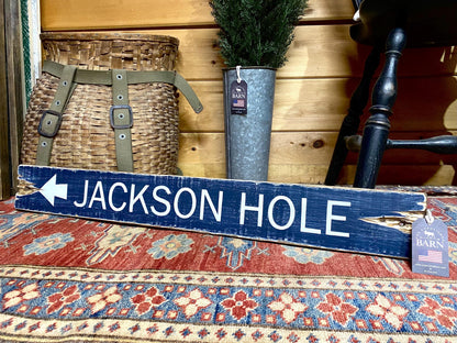 Jackson Hole Wyoming Rustic Wood Ski Trail Sign