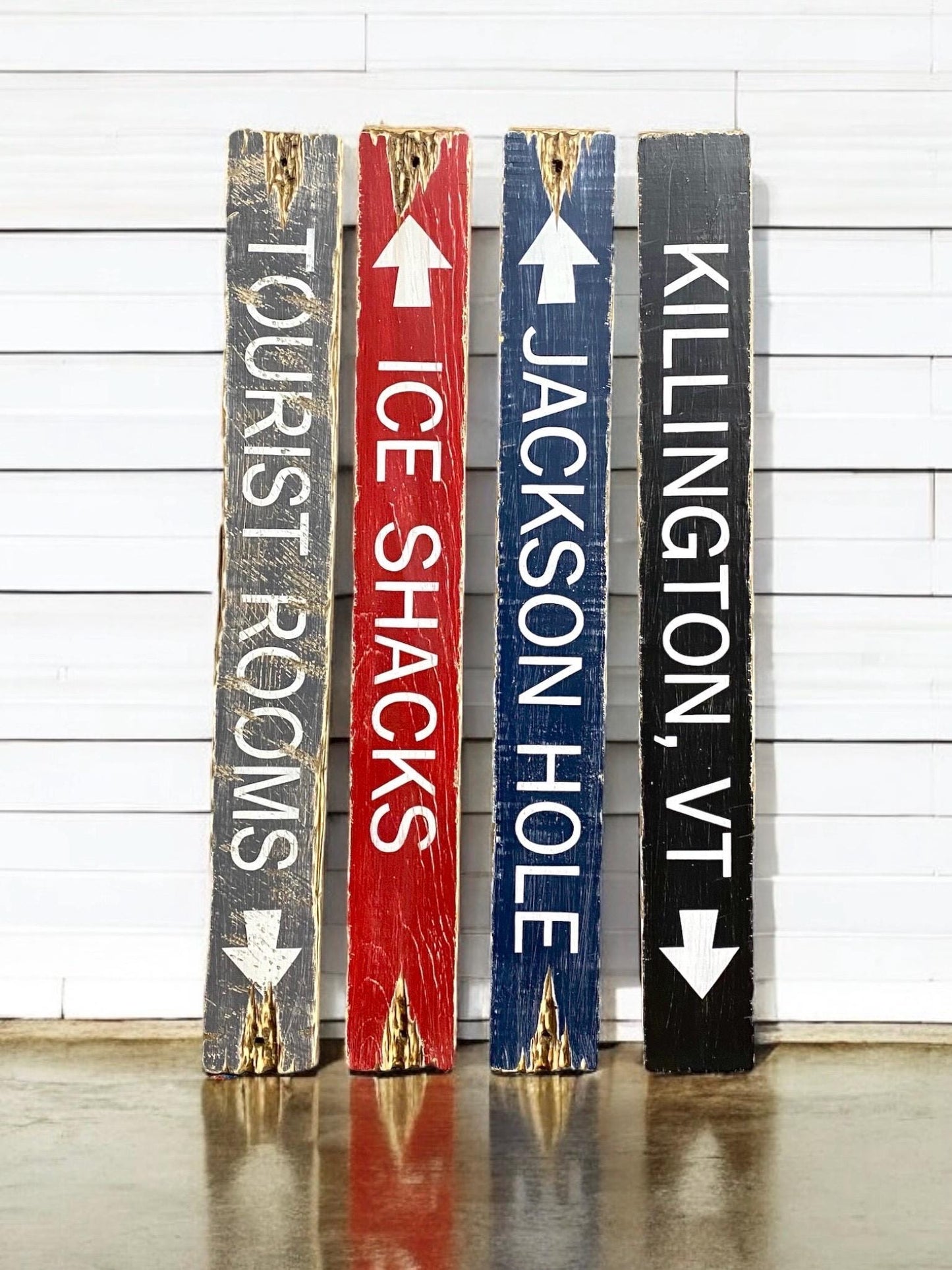 Ice Fishing Shacks Rustic Wood Sign