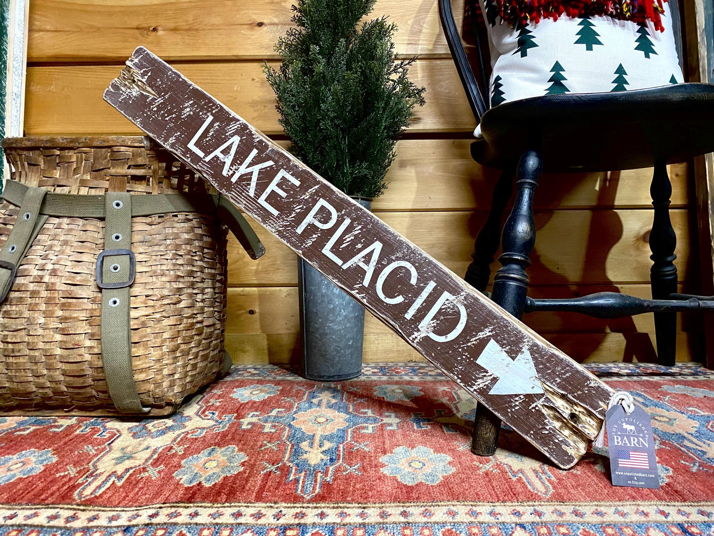 Lake Placid NY Rustic Adirondack Wood Sign
