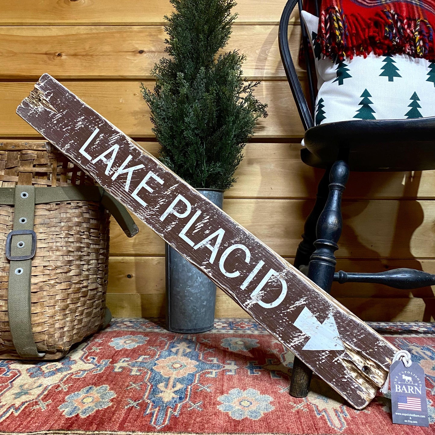 Lake Placid NY Rustic Adirondack Wood Sign